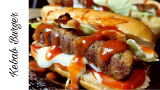 Kebab BurgerKebab Sandwich Recipe By Silver Ladle [upl. by Anelahs]