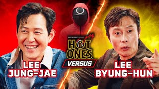 Squid Game’s Lee Jungjae vs Lee Byunghun  Hot Ones Versus [upl. by Orlov]