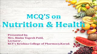 MCQS on Nutrition amp Health [upl. by Latoniah150]