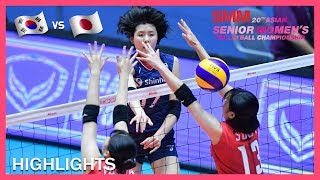 Korea vs Japan  Highlights  Semifinals  AVC Asian Senior Womens Volleyball Championship 2019 [upl. by Atiuqehc]