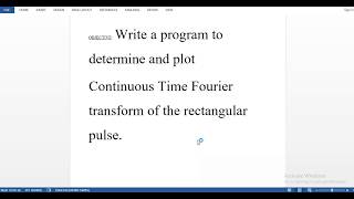 Continuous Time Fourier Transfrom In Matlab [upl. by Dorrahs]