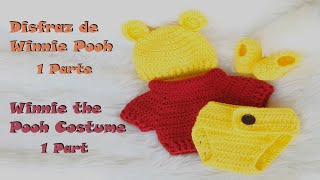 Winnie the Pooh Costume 1Part Hat and Shirt Crochet tutorial  Sub 🇺🇸🇪🇸 GretaWings [upl. by Rosane]