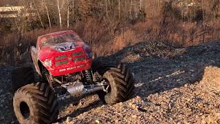 15 Scale 49cc Gas 4WD 80 pound Solid Axle RC Raminator Monster Truck Run  Geared for Torque [upl. by Hadeehuat]