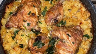 Recette de cuisse de poulet et pomme de terre à la crème cuit au tajine [upl. by Gnouhc]