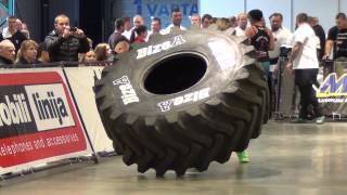 Savickas Classic  2014 Tire flip  360 kg Vladyslav Heraskevych 15 years old Ukraine [upl. by Alekal734]