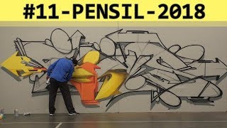 freestyle graffiti piece 11  Pensil 2018 wildstyle [upl. by Julide]