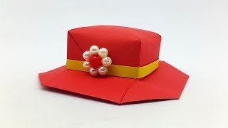 How to make Paper Hat for Girls Origami Hat  Adorable Paper Crafts [upl. by Moon]