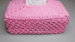 How To Crochet Tissue Box Cover by shaizas crochet181 [upl. by Icnarf610]