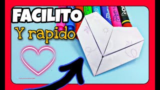 🔴 Como Hacer una CARTA de Papel Sin Pegamento FACIL y rapido en FORMA DE CORAZON【como DOBLAR carta】 [upl. by Morissa417]