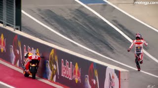 Unforgettable moments of the MotoGP 2015  Marc Marquez Ran Without His Motorcycle [upl. by Felske]