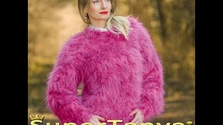 Fuzzy pink handmade mohair sweater by SuperTanya [upl. by Melly]