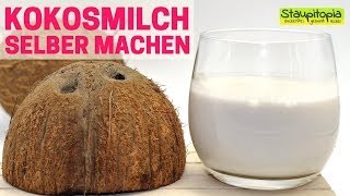 Kokosmilch selber machen aus frischer Kokosnuss super schnell und einfach [upl. by Farand]