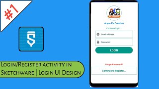 1 LoginRegister activity in Sketchware  Login UI Design [upl. by Swiercz]