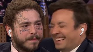 Post Malone Listens To Jimmy Fallons TERRIBLE New Song [upl. by Calendre]