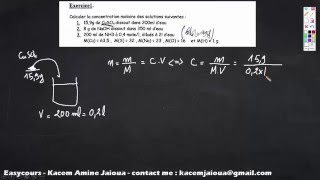 11 Exercice 1  Concentration molaire  Reactions Chimique [upl. by Nirol]