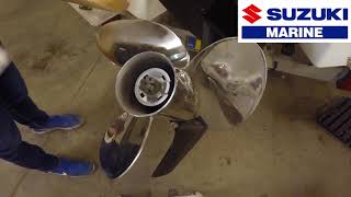 Suzuki 140 HP Change Propeller [upl. by Enitnemelc]