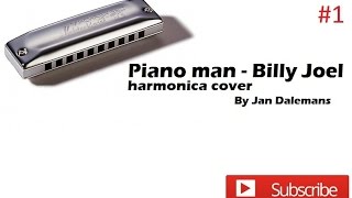 Harmonica  piano man billy joel  TABS  intro and lyrics played by jan dalemans [upl. by Adley311]