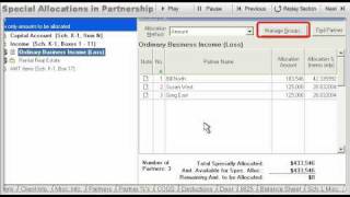 Lacerte Tax  Special Allocations for a Partnership Return [upl. by Yauqaj]