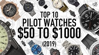 Top 10 BEST Pilot Watches 50  1000 Seiko Citizen Hamilton amp More [upl. by Zumwalt]