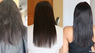 Keratin Treatment for the FIRST TIME NOT PERMANENT HAIR STRAIGHTENING [upl. by Gilemette]