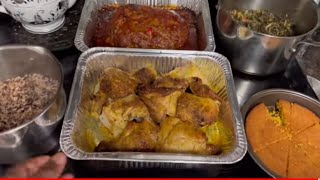 Sunday Dinner Turkey Meatloaf Garlic Butteramp Lemon Chicken Rice Cornbread and Stewed Kale [upl. by Jarrod384]