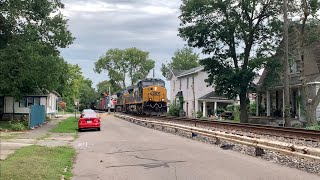 Train Passes Crowded Neighborhood With Special Locomotive amp Train With 5 Engines  Weird RR Crossing [upl. by Belford126]