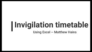 Invigilation timetable [upl. by Mesics]