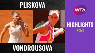 Karolina Pliskova vs Marketa Vondrousova  2020 Rome Semifinal  WTA Highlights [upl. by Bello590]