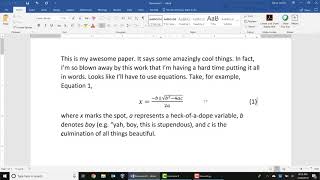 Centering equations with a rightjustified number in Microsoft Word [upl. by Sinai]