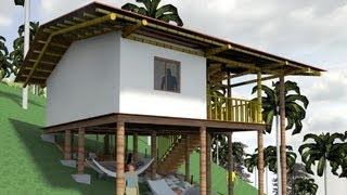 Casa indígena Palafitica en madera y bambú Guadua [upl. by Arihsan]