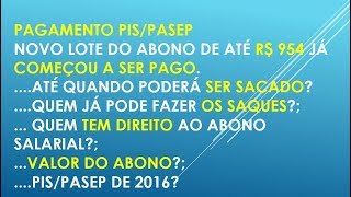 LIBERADO PAGAMENTO DO PISPASEP [upl. by Ettesus731]