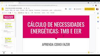 CÁLCULOS EER TMB  NECESSIDADES ENERGÉTICAS NA NUTRIÇÃO [upl. by Hsur66]