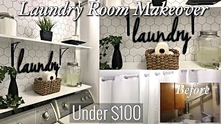 DIY Rental Laundry Room MAKEOVER  Before And AfterAFFORDABLE Under 100  RENTAL APARTMENT UPGRADE [upl. by Solegna]