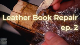 Step 2 Spine Cleaning Antique Leather Book Conservation amp Repair [upl. by Aynom]