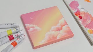 다이소 아크릴물감으로 구름 그리기 아크릴화 Acrylic painting easy landscape sky [upl. by Erdnael805]