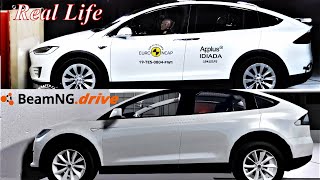 Tesla model X Crash test  Beamng drive vs Real life [upl. by Yar1]