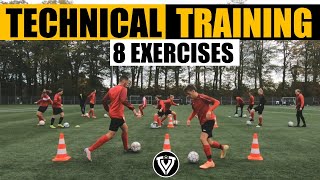 Technical Football Training  8 Soccer Exercises [upl. by Eidnim77]