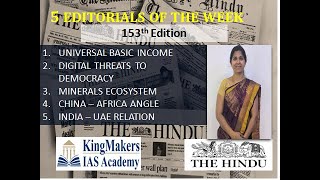 5 Editorials of the Week 153  INCOME DEMOCRACY MINERALS CHINA AFRICA INDIAUAE  MsMadhavi [upl. by Mcclenaghan]