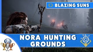 Horizon Zero Dawn Blazing Sun Trials Guide  Nora Hunting Grounds Parts Alone Logpile Blast Wire [upl. by Amri]