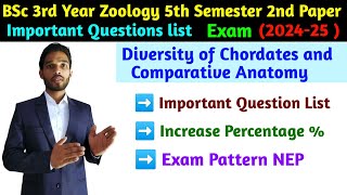 Important Question list BSc 3rd year Zoology 5th Semester Second Paper  Diversity of Chordates [upl. by Acimat]