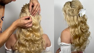 Penteado SEMI PRESO com TRAÇA para atendimento de clientes  HALF UP hairstyle with BRAIDS [upl. by Magee147]