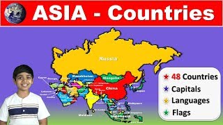 Countries of ASIA  Capitals  Flags  Languages  Detailed information for Competitive Exams [upl. by Elnore]