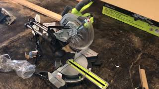 RYOBI 10” Sliding Compound Miter Saw with Laser Model TSS102L opening and first impressions [upl. by Sletten]