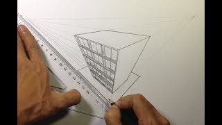 How To Draw a Simple Building in 3 Point Perspective [upl. by Haidej]