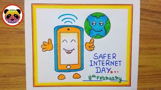 Safer Internet Day Drawing  Safer Internet Day Poster  Cyber Safety Poster Drawing [upl. by Selig]