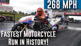 FASTEST motorcycle run in drag racing history made by Larry quotSpidermanquot McBride [upl. by Kcolttam]