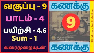 9th Maths Exercise 46 Sum 1 Tamil Medium [upl. by Ylrbmik]