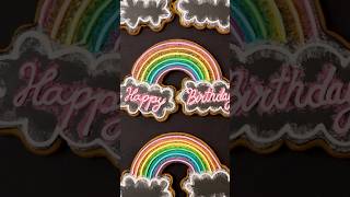 Neon rainbow birthday cookies decorated with royal icing 🌈 decoratedcookies cookiedecorating [upl. by Nuawd]