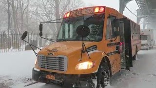 New York Snow Storm 2016 Cold Start 2014 Freightliner School Bus [upl. by Nahtanohj]