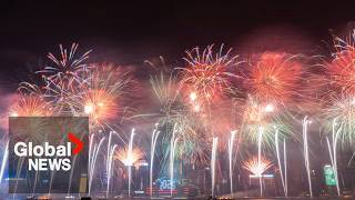 New Years 2025 Hong Kong puts on incredible fireworks display over Victoria Harbour [upl. by Drucy]